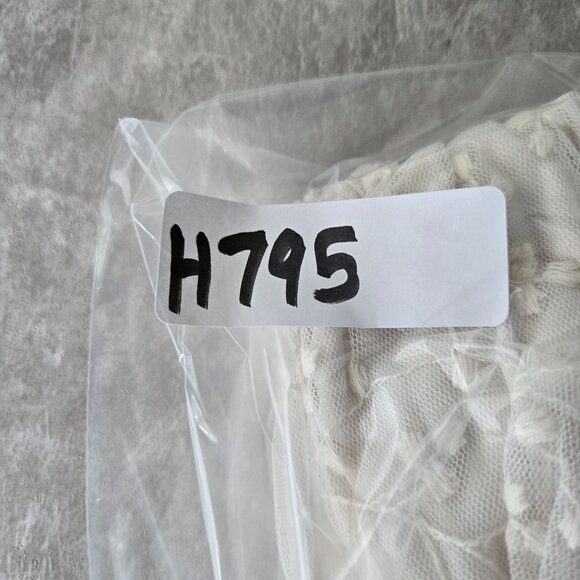 Sheer Off Shoulder Blouse M White Smocked Bell Sleeve Coquette Fairy Boho Top - Picture 11 of 11